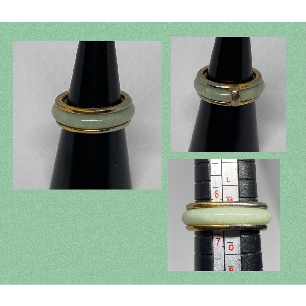 Vintage Agate Ring Band Goldtone Size 6.5